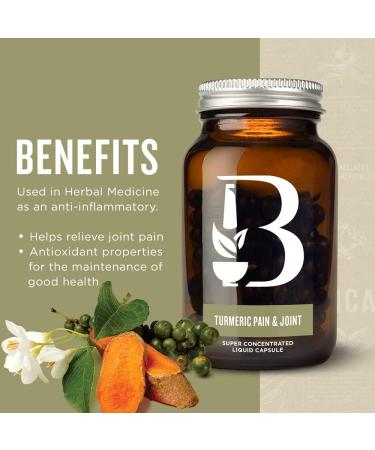 Botanica Turmeric Capsules Anti Inflammatory Joint Pain Relief Supplements | Turmeric Curcumin with Black Pepper 120 Liquid Capsules | Quercetin Boswellia and Ginger | 2870 mg Dry Herb Equivalent to Help in Liver Detox Cleanse Health Bile Excretion for Ga - Buy Online on GoSupps.com