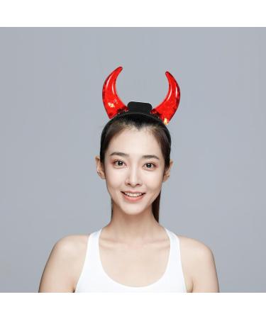 FOMIYES Halloween Headband: Devil Horns Headband: LED Devil Horns Headwear - Red Glowing Devil Horns Devil Costume for Halloween Party Cosplay One Size - Buy Online on GoSupps.com
