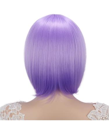 Bob Short Purple Wig with Bangs for Women - Lavender Silky Straight Costume Cosplay Party Daily Use 12 - Heat Resistant Synthetic Hair (Light Purple) - Buy Online on GoSupps.com