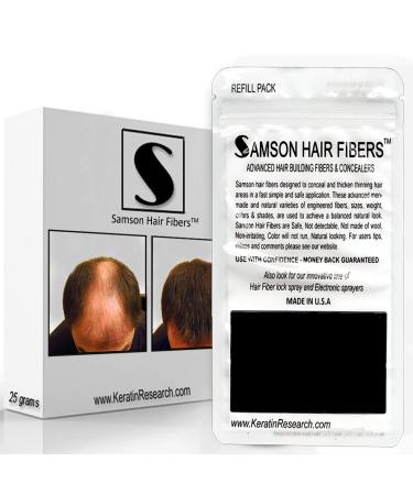Samson Hair Fibers for Thinning Hair - 100% Natural Formula - Covers Bald Spots & Conceals Hair Loss Instantly - 25g Med. Brown Refill - Buy Online on GoSupps.com