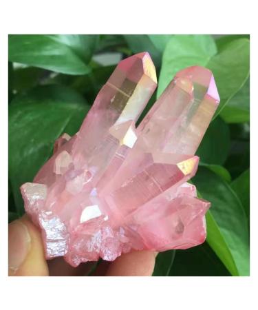 Natural Crystal Rough Natural Crystal Clusters with Pink Plated Titanium Coating heal 90-100g