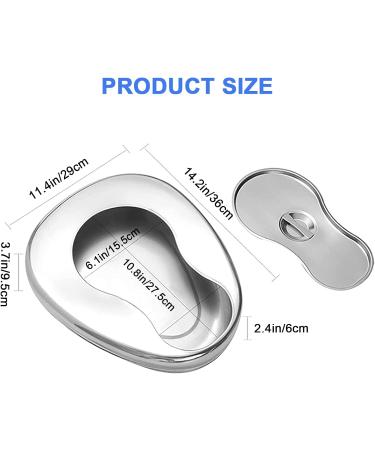 Stainless Steel Bedpan with Cover Bedpan Duty Smooth Male and Female Elderly Bedridden Patient Personal Care - Buy Online on GoSupps.com