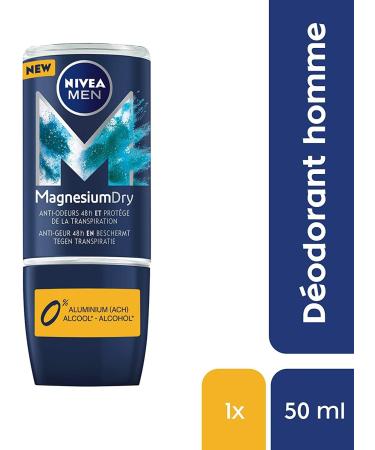 NIVEA MEN MAGNESIUM DRY FRESH Men's Roll-on Deodorant (1x50ml) antiperspirant without aluminum salts roll-on 48H freshness sensation - Buy Online on GoSupps.com