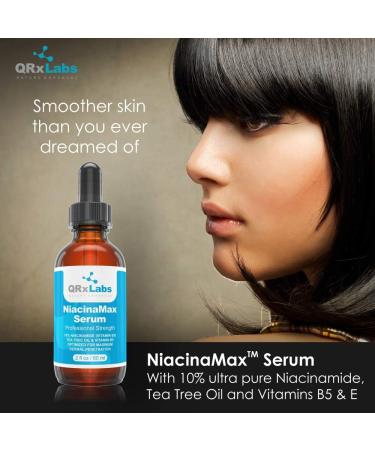 NiacinaMax Serum 10% Niacinamide with Tea Tree Oil, Calendula Extract, Allantoin, VIT. B5 & E - 2 oz / 60 ml - Shrinks Pores, Reduces Blemishes - Enhanced Dermal Penetration - Buy Online on GoSupps.com