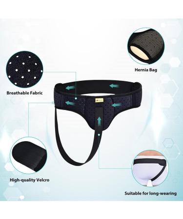 Tenbon Inguinal Hernia Belt for Men - Adjustable Medical Support & Protection | Ideal for Sports - Black Size S - Buy Online on GoSupps.com