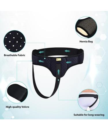 Tenbon Herna Belts for Men | Inguinal Hernia Support & Adjustable Hip Belt (Black XL) - Medical Protection for Sports - Buy Online on GoSupps.com