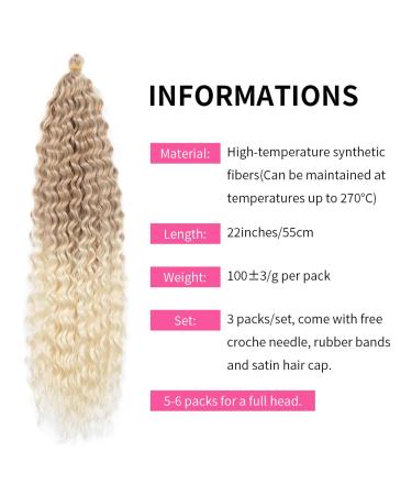Deep Twist Crochet Hair - Waterwell Twist Bundle 22 Inch Ombre Kinky Curl Extensions 3 Packs 27/613# - Synthetic Curly Braided Hairstyle - Buy Online on GoSupps.com