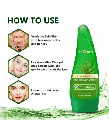 LA Organo Multipurpose Aloe Vera Gel For Face Glow Skin Mositurizer and Hair Growth (Paraben & Sulphate Free) 120 ml (Pack of 2) - Buy Online on GoSupps.com