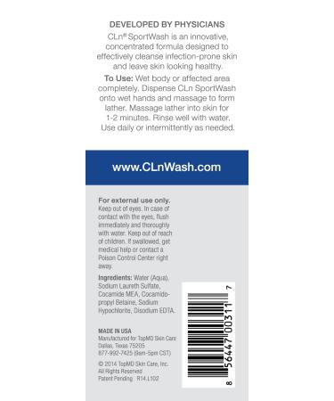 CLn SportWash - Body Wash for Sport Infections, Rashes, and Ingrown Hairs (12 fl oz) - Buy Online on GoSupps.com