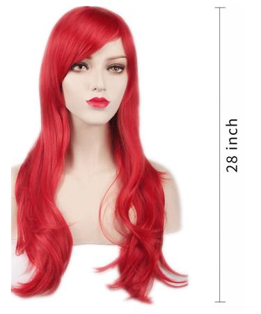 AneShe 28 Long Wavy Heat Resistant Cosplay Wig for Women - Red - Buy Online on GoSupps.com