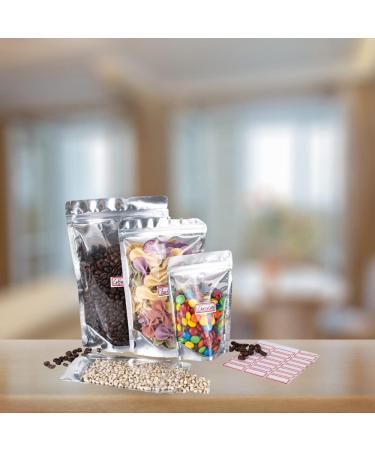 BELLE KR Mylar Bags 6x9 - 100 Pack | 7.5mil Thickness, Self-Standing Ziplock Bags for Food Storage | Resealable, Clear Packaging Bags with Label Stickers - Buy Online on GoSupps.com