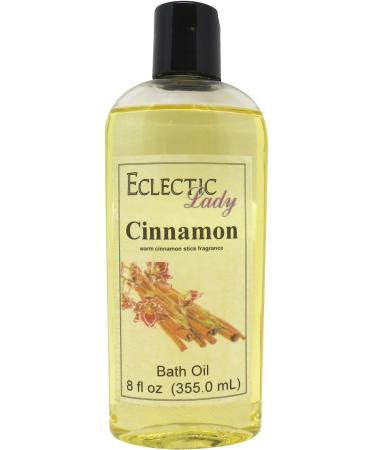 Cinnamon Bath Oil by Eclectic Lady - Scented Bath Oil - Relaxing & Moisturizing Bathing Oil - Fragrance Body Oil For Dry & Rough Sensitive Skin - Body Daily Nourishing Shower Oil (8 oz) 8 Ounce