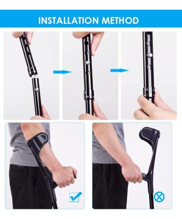GagalU Folding Lightweight Forearm Crutches Ergonomic Adjustable Arm Cuff Crutch Elbow Cane Walking for Adults Men Women Load 120kg/264lbs 2 Units - Buy Online on GoSupps.com