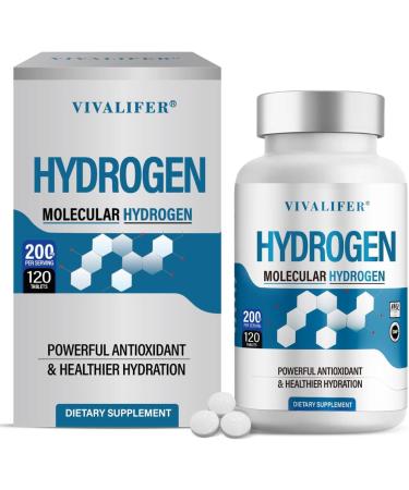 Hydrogen Tablets for Drinking Water | 8 PPM Molecular H2 Tablets with Magnesium | Supports Energy Metabolism & Brain Function | 120 Tablets Non-GMO Gluten Free 120 Count (Pack of 1)