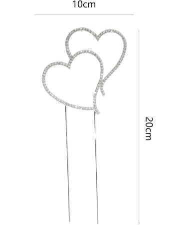 Love Heart Birthday Cake Toppers Happy Anniversary Cake Decorations Cupcake Toppers for Wedding Bridal Anniversary Theme Party Decorations (silvery) - Buy Online on GoSupps.com
