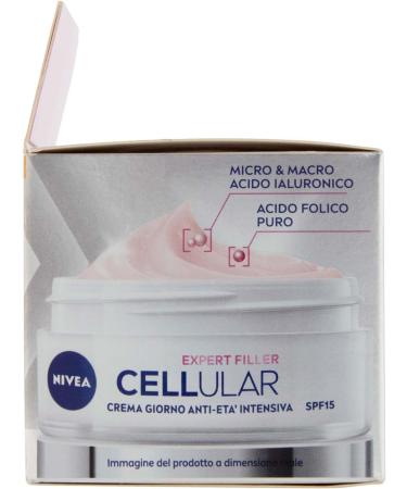 Beiersdorf NIVEA CELLULAR EXPERT FILLER day cream intensive antiaging SPF 15 50 ml antiwrinkle firming hyaluronic acid and pure folic acid moisturizer face antiaging - Buy Online on GoSupps.com