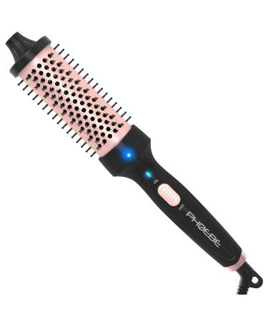 PHOEBE 1.5 Inch Thermal Brush 1 1/2 Inch Ceramic Tourmaline Ionic Heated Round Brush Create Loose Volume Curls Thermal Round Brush 30S Fast Heating Dual Voltage for Travel