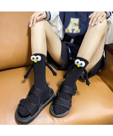 Magnetic 3D Doll Couple Socks | Simple Cartoon Design | Breathable Black | Size - Buy Online on GoSupps.com