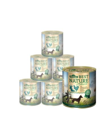 Dehner Best Nature Dog food wet food free of grain for adult dogs game / chicken / pasta 6 x 800 g can (4.8 kg) Adult wild and chicken with noodles 800 g (6 Pack)