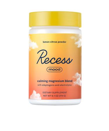 Recess Mood Powder Calming Magnesium L-Threonate Blend with Passion Flower L-Theanine Electrolytes Magnesium Calm Support Powder Supplement - Lemon Citrus 28 Serving Tub Lemon Citrus 6.1 Ounce (Pack of 1)