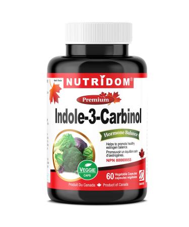 Nutridom Indole-3-Carbinol 400 mg I-3-C Supplement to Support Healthy Estrogen Balance Non-GMO Vegan Free of Gluten Soy & Dairy Made in Canada (60 Veggie Capsules)
