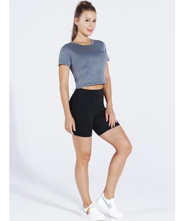 CADMUS Women's Workout Crop Tops 3-Pack - Racerback Dry Fit Athletic Shirts, Short Sleeve - Black/Grey/White - Size Small - Buy Online on GoSupps.com