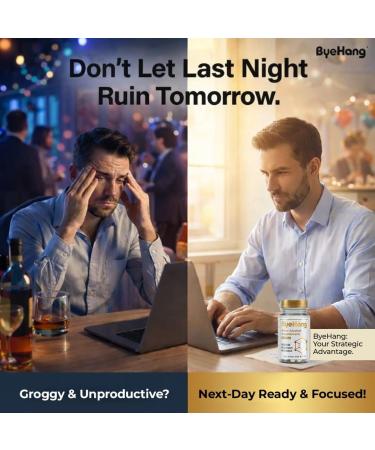 ByeHang After Alcohol Vitamin with DHM, Cysteine, Milk Thistle, B Vitamins, Prickly Pear and Ginger - Pharmacist Formulated (13 Doses) - Buy Online on GoSupps.com