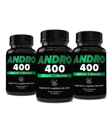 Andro400 Original Testosterone Support Supplement for Men & Women Eurycoma Longifolia 100:1 Extract Tongkat Ali Root 300mg 180 Capsules 90-Day Supply