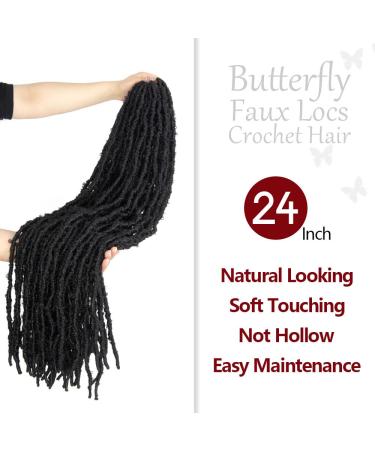 Long Butterfly Locs Crochet Hair 24 Inch 8 Packs - Soft & Lightweight Distressed Faux Locs Pre-looped - 1B(Natural Black) 24 Inch (Pack of 8) - Buy Online on GoSupps.com