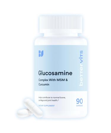 Bettervits Glucosamine Complex with MSM hondroitin and Turmeric | Joint Supplements for Women and Men with Vitamin C | Arthritis Support Supplement for Mobility & Flexibility - 90 Capsules