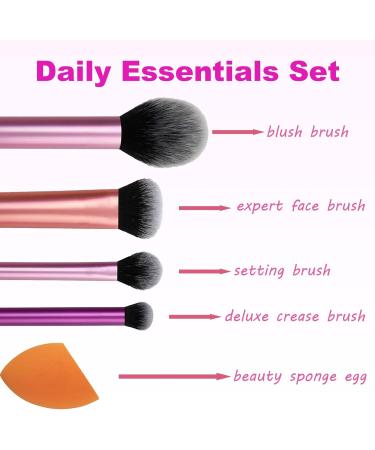 Everyday Essentials Makeup Brush Set + Makeup Sponge Set Makeup Brush Set for Blending Eyeshadow 4 Makeup Brushes and 1 Makeup Sponge for Foundation Blush Bronzer Eyeshadow - Buy Online on GoSupps.com