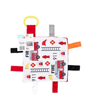 Baby Sensory Crinkle & Teething Square Lovey Toy with Closed Ribbon Tags for Increased Stimulation: 8X8 (Firefighter) - Buy Online on GoSupps.com