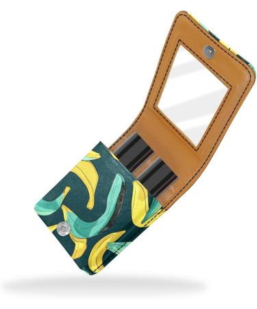 Premium Leather Lipstick Case & Organizer with Mirror - Mini Lip Gloss Holder Bag - Stylish Fruit Banana Design - Perfect for Travel - Buy Online on GoSupps.com