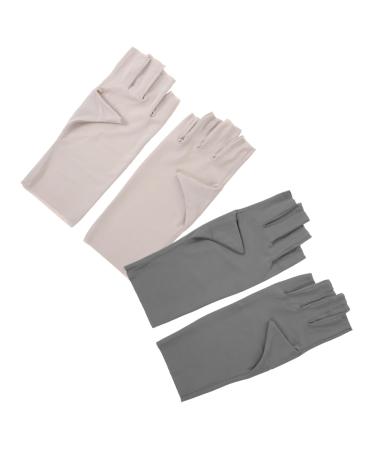 FRCOLOR 2 Pairs Women's Sun Protection Gloves Uv Protection Gloves for Nail Uv Gloves for Gel Nail Lamp Nail Art Uv Gloves Nail Art Anti-uv Gloves Nylon Thin Section Accessories