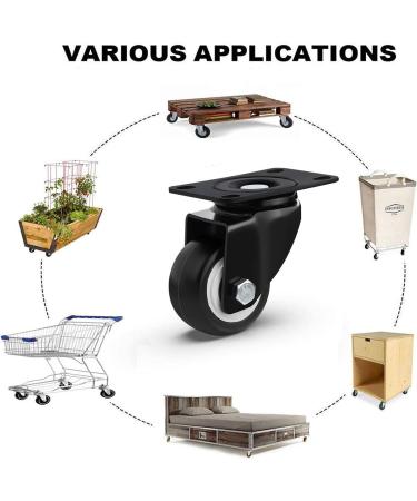 Threaded Shaft Swivel Castors Ball Castors Set of 2 Castors 1 Swivel Castor 1 Locking Castor No Trace on Floor Silent Swivel Castor for Cart Furniture Workbench Black Castors(2") - Buy Online on GoSupps.com