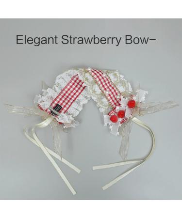 PLCPDM Maid Pleated Lace Hair Hoop Women Elegant Strawberry Decors Makeup Headband for Girls Cosplay Maid Hair Accessories Red - Buy Online on GoSupps.com