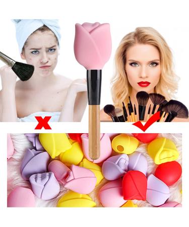 Buy Silicone Makeup Brush Covers - Travel-Friendly Dustproof Organizers in Yellow | Reusable & Compatible with Most Brushes - Buy Online on GoSupps.com