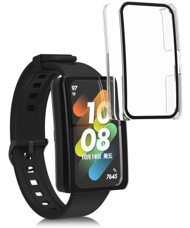 kwmobile Huawei Band 7/Band 6/Honor Band 6 Cover (Set of 2) - Tempered Glass with Plastic Frame - Black/Transparent - Buy Online on GoSupps.com