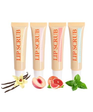 Generisch Lip Scrub & Moisturizer Cream Lip Exfoliating Pencil Moisturizing Lip Scrub | 4 Lip Scrub Kits Lip Care Products Moisturizing Cream for Lip