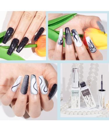 Supwee Reflective Glitter Liner Gel Polish Set - Silver & Black Disco Glitter for DIY Nail Art | Soak Off UV Gel 116 - Buy Online on GoSupps.com