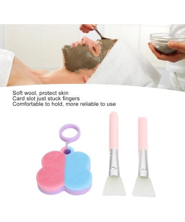 Silicone Face Cleanser Set Pink Blue Face Brush Tools Skin Care Products with Hanging Ring + Brush Set - Buy Online on GoSupps.com