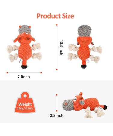 Iokheira Dog Toys for Big Dogs | Squeaker & Zug Rope Plush Toys | Interactive Soft Material for Large Medium and Small Dogs - Antique Orange - Buy Online on GoSupps.com