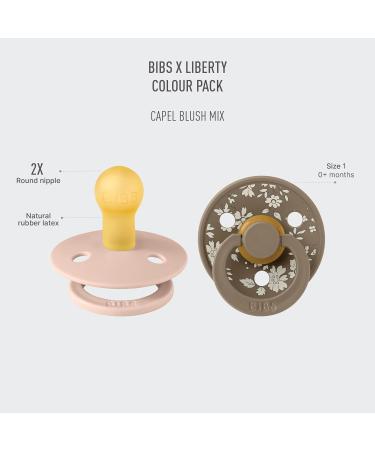 BIBS Color Liberty Schnuller 2-Pack - BPA-Free Cherry Nipple Natural Rubber Size 1 (0-6 Months) Made in Denmark - Capel Blush - Buy Online on GoSupps.com