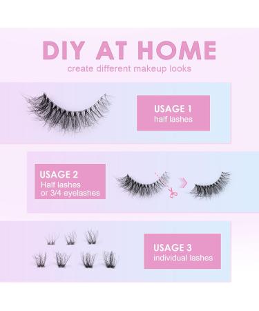 Poiuyoiu Clear Band Fluffy Lashes Kit with False Eyelashes Glue Bond and Remover Wispy Cat Eye Lashes 7 Pairs Fake Eyelashes Natural Look 3D Strip Lash Extensions Reusable Faux Mink Lashes M50-T - Buy Online on GoSupps.com