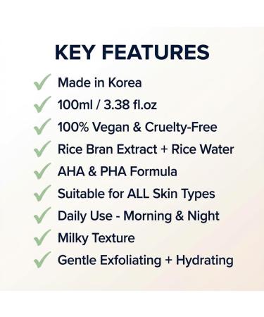 LICORNE Vegan Rice Toner Daily Exfoliating Face Toner for Glass Skin AHA/PHA & Rice Water for Uneven Texture & Pores Gentle Resurfacing & Hydrating Essence Water 3.38 fl oz - Buy Online on GoSupps.com