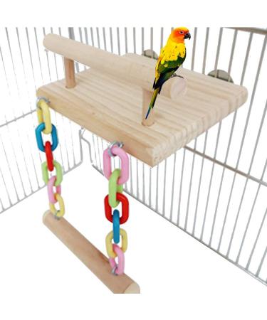 FrgKbTm Bird Perches Cage Toys Parrot Wooden Platform Play Gyms Exercise Stands with Acrylic Wood Swing Ferris Wheel Chewing for Animals Green Cheeks, Baby Lovebird, Chinchilla, Hamster Budgie