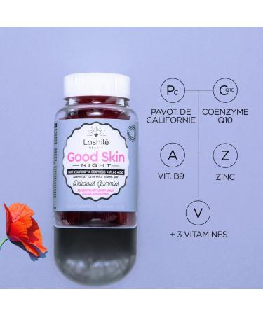 Lashil Beauty - Food Supplements - Good Skin Night - FOR NIGHT REVITALIZED SKIN - 1 Month Cure - 60 Gummies - California Poppy - Caenzyme Q10 Vitamin A C Zinc - Buy Online on GoSupps.com