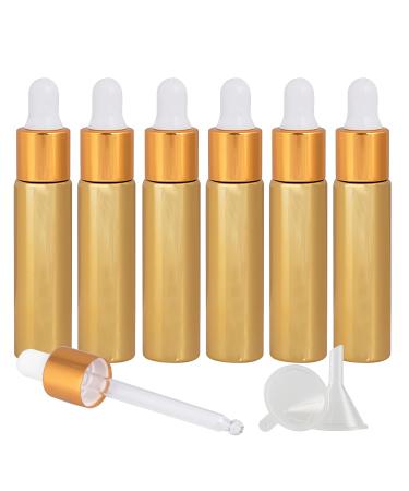 Tianzd 6 pieces 10 ml of empty chrome yellow drip bottle Pipette bottles with glass pipette 10 ml of glass bottle with a drip pipette with gold screw cap for essential oils perfume oils yellow 10 ml