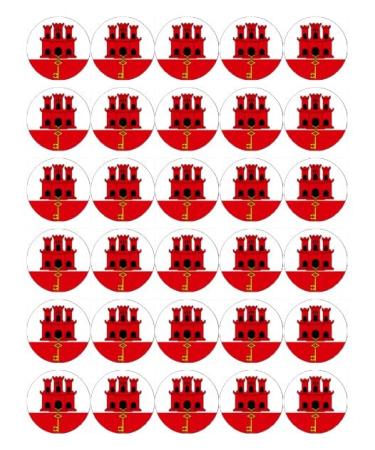 30 Gibraltar Flags Cupcake Toppers Edible Wafer Paper Fairy Cake Toppers Birthday Cake Decorations