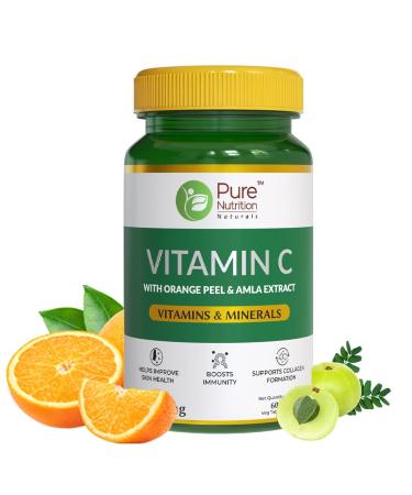 Vitamin C 1250mg Amla & Orange Peel Extract| Boosts Immunity & Skin Health | Antioxidant Support for Men & Women | Supports Collagen Formation | 60 Veg Tablets